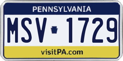PA license plate MSV1729