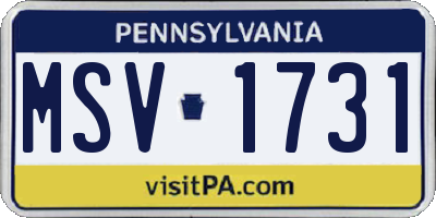 PA license plate MSV1731
