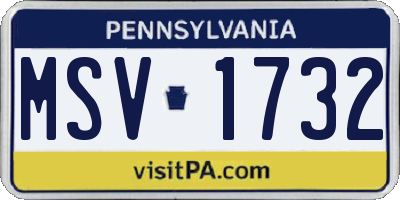 PA license plate MSV1732
