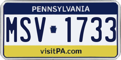 PA license plate MSV1733