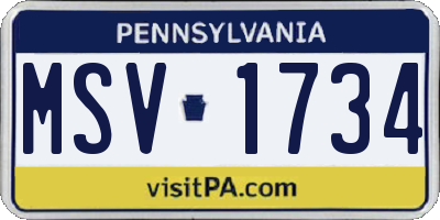 PA license plate MSV1734