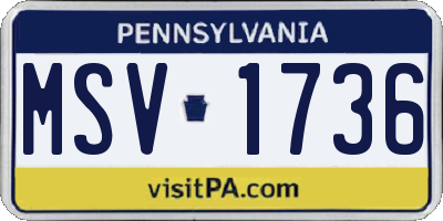 PA license plate MSV1736