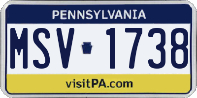 PA license plate MSV1738