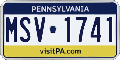 PA license plate MSV1741