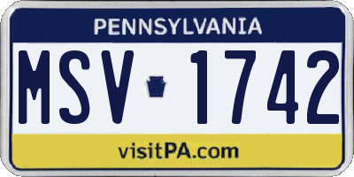 PA license plate MSV1742