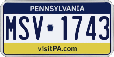 PA license plate MSV1743
