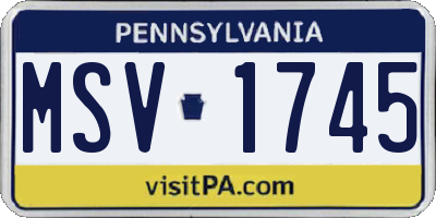 PA license plate MSV1745