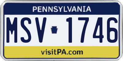 PA license plate MSV1746