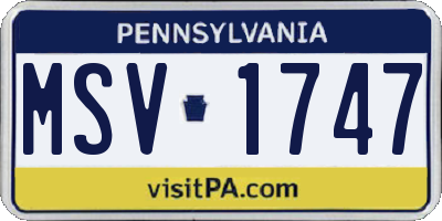 PA license plate MSV1747