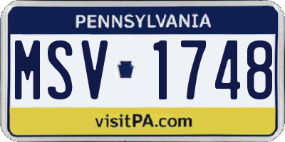 PA license plate MSV1748