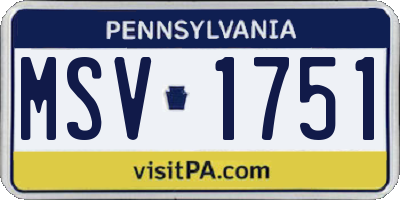PA license plate MSV1751