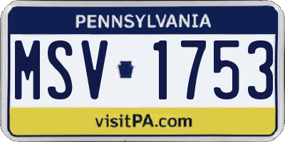 PA license plate MSV1753