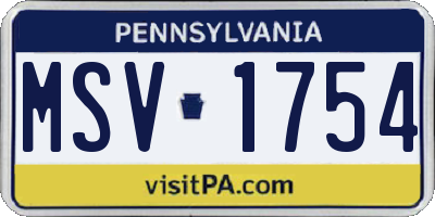 PA license plate MSV1754