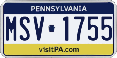 PA license plate MSV1755