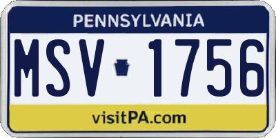 PA license plate MSV1756