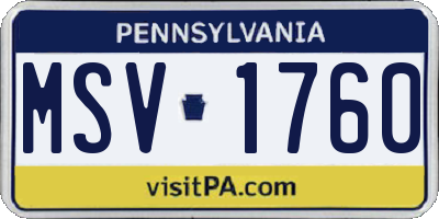 PA license plate MSV1760