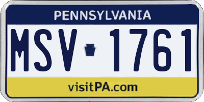 PA license plate MSV1761