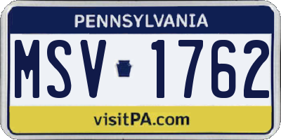 PA license plate MSV1762