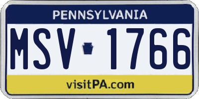 PA license plate MSV1766