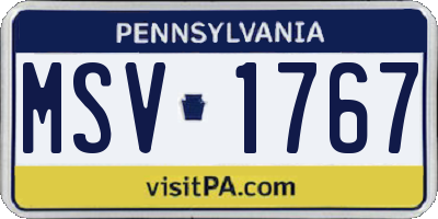 PA license plate MSV1767