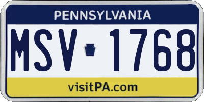 PA license plate MSV1768
