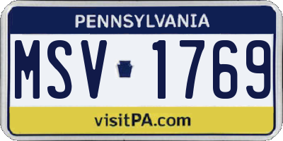 PA license plate MSV1769