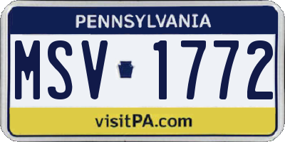PA license plate MSV1772