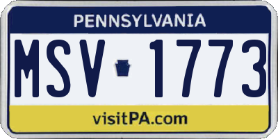 PA license plate MSV1773