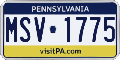 PA license plate MSV1775