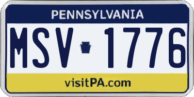 PA license plate MSV1776