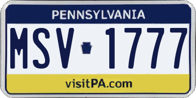 PA license plate MSV1777