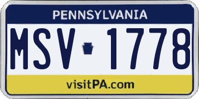 PA license plate MSV1778