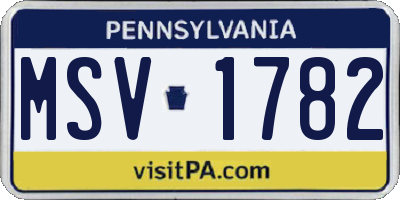 PA license plate MSV1782