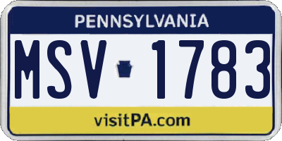 PA license plate MSV1783