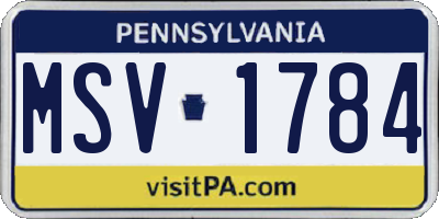 PA license plate MSV1784