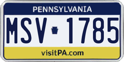 PA license plate MSV1785