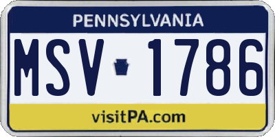 PA license plate MSV1786