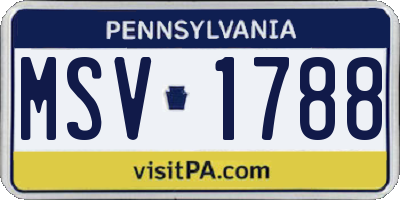PA license plate MSV1788