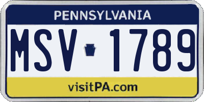 PA license plate MSV1789