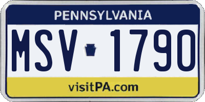 PA license plate MSV1790
