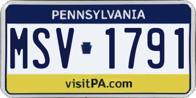 PA license plate MSV1791