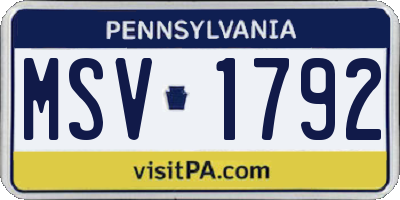 PA license plate MSV1792