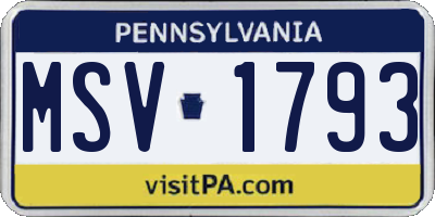 PA license plate MSV1793