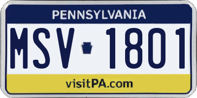 PA license plate MSV1801