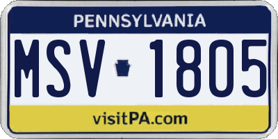 PA license plate MSV1805