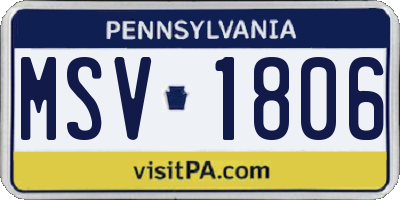 PA license plate MSV1806