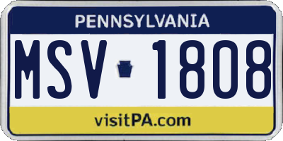 PA license plate MSV1808