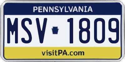 PA license plate MSV1809