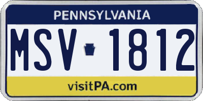 PA license plate MSV1812