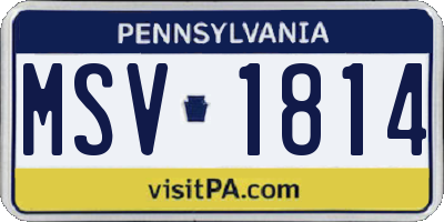 PA license plate MSV1814